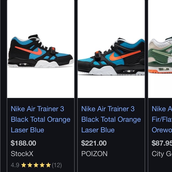 Nike Air Trainer 3 Black Total Orange Laser Blue - Picture 7 of 8